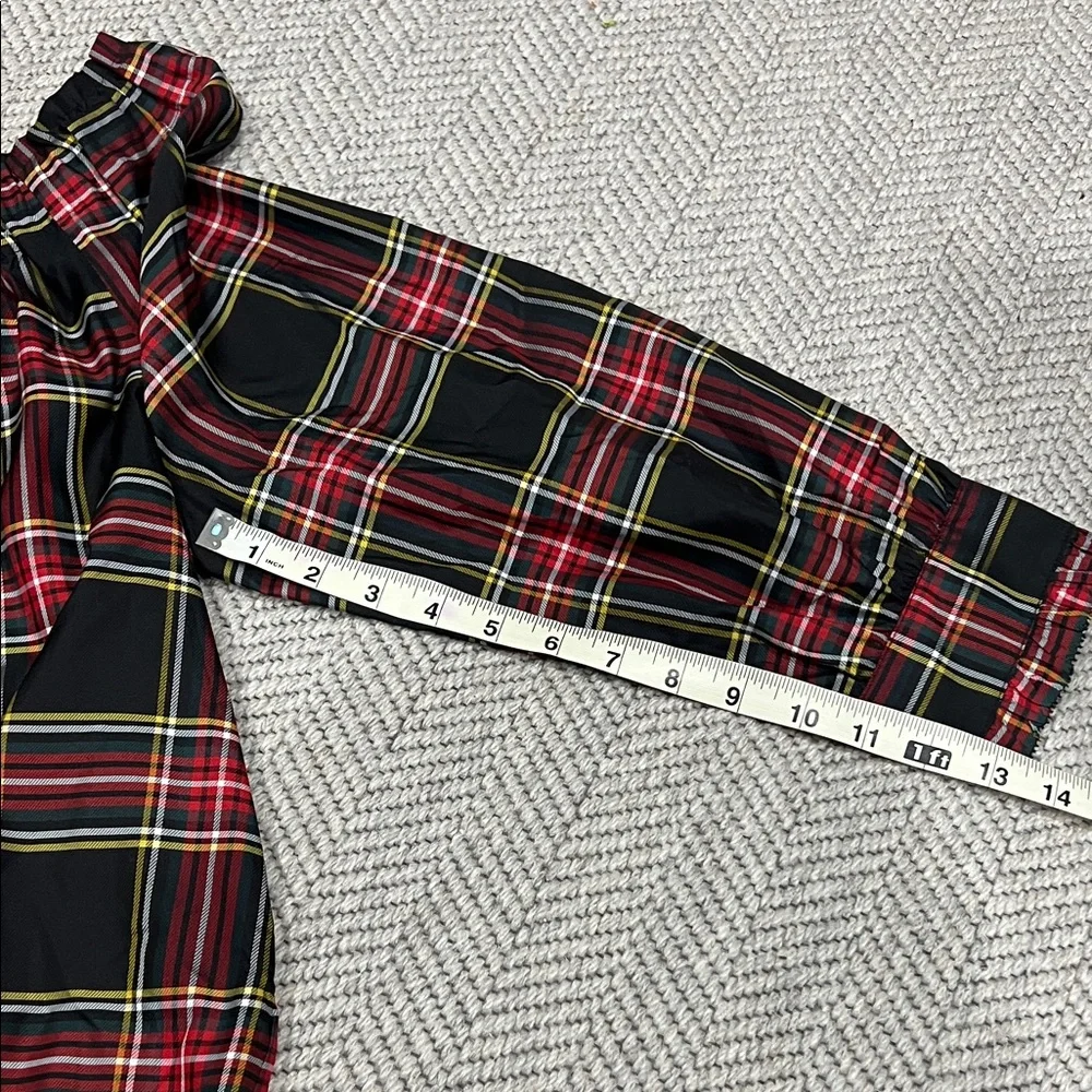 J. Crew Stewart Tartan Plaid Off-Shoulder Adjustable Tie Blouse